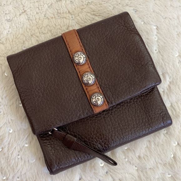 Brighton Handbags - Brighton Nolita Shimmer Small Brown Leather Trifold Wallet with Magnetic Closure